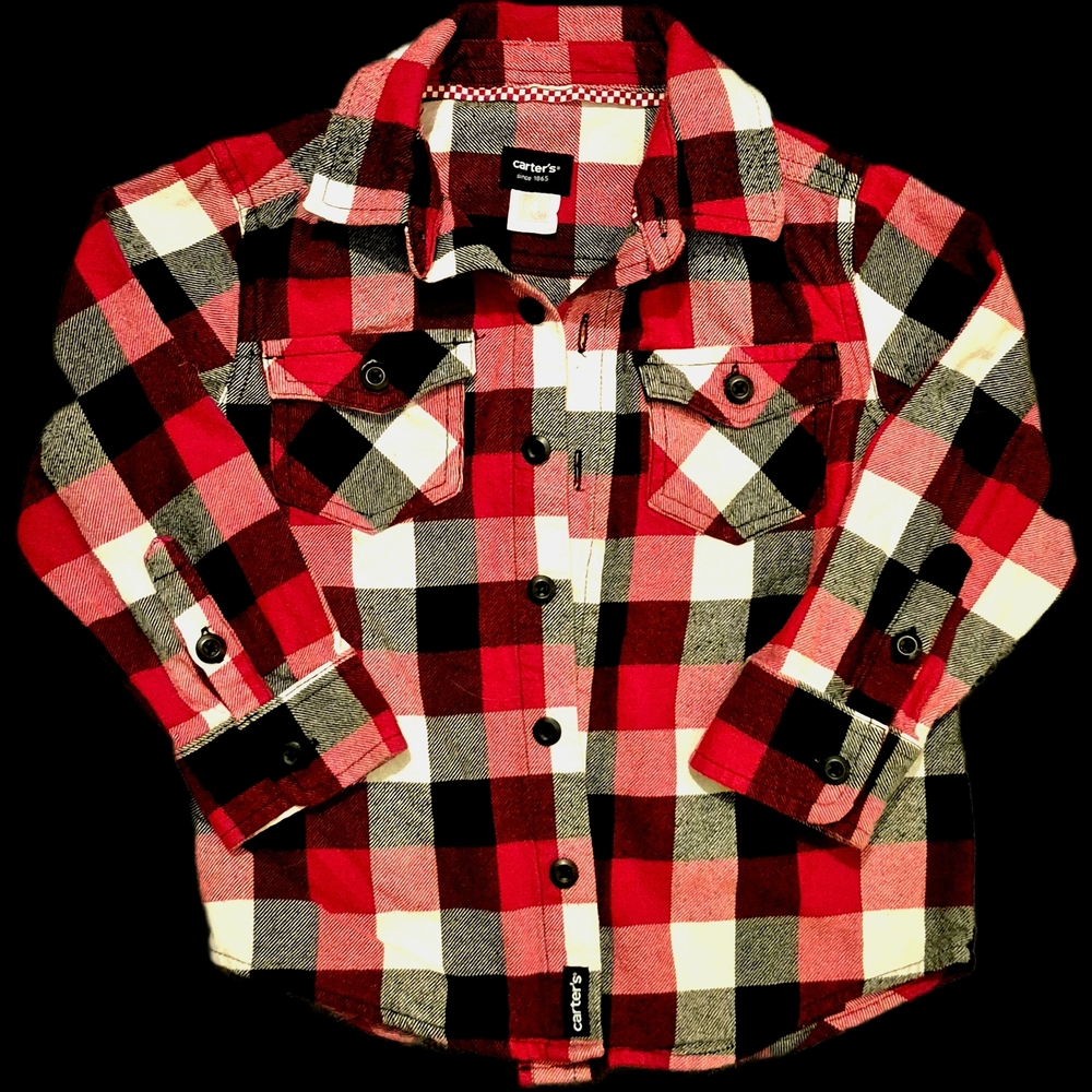 Carter's Red Black and White Plaid Button-Front Shirt